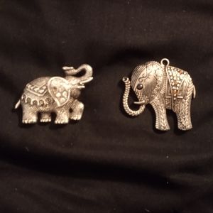 Vintage sterling silver elephant brooch and necklace charm